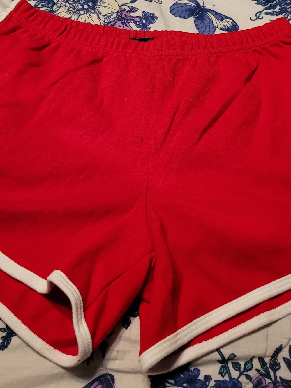 PLAYBOY Red Athletic Shorts with White Trim Size Large (Fits Like Medium)